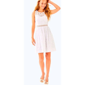 Lilly Pulitzer ALIVIA DRESS Resort White Sea Spray EYELET 4